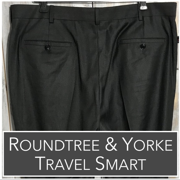 Roundtree & Yorke Travel Smart Classic Fit Dark Grey Men’s Slacks NWT 38… - Picture 4 of 7